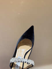 Uubags Jimmy Choo Bing 100 Black Velvet Mules with Crystal Embellishment 6.5cm - 6