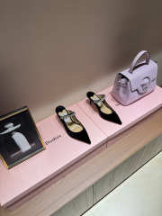 Uubags Jimmy Choo Bing 100 Black Velvet Mules with Crystal Embellishment 6.5cm - 3