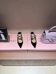 Uubags Jimmy Choo Bing 100 Black Velvet Mules with Crystal Embellishment 6.5cm - 2