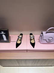 Uubags Jimmy Choo Bing 100 Black Velvet Mules with Crystal Embellishment 6.5cm - 4