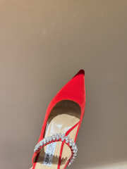 Uubags Jimmy Choo Bing 100 Red Velvet Mules with Crystal Embellishment 6.5cm - 6