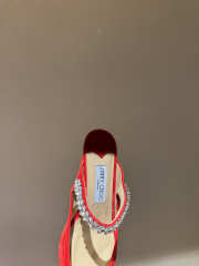 Uubags Jimmy Choo Bing 100 Red Velvet Mules with Crystal Embellishment 6.5cm - 5