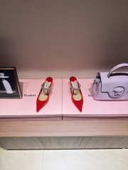 Uubags Jimmy Choo Bing 100 Red Velvet Mules with Crystal Embellishment 6.5cm - 3