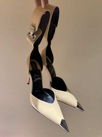 Uubags Christian Louboutin Lock Me Up Pointed Toe Pumps In Beige 10.5cm