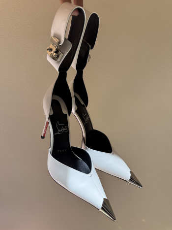 Uubags Christian Louboutin Lock Me Up Pointed Toe Pumps In White 10.5cm