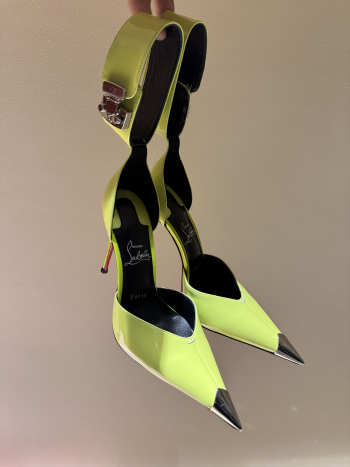 Uubags Christian Louboutin Lock Me Up Pointed Toe Pumps In Acid Green 10.5cm