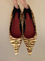 Uubags Schiaparelli Keyhole Zebra-Print Calfskin Flats  - 1
