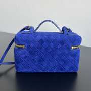 Uubags Bottega Veneta Bang Bang Vanity Case In Blue Royal Intrecciato Suede 22x12.5x5cm - 5