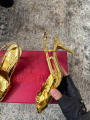 Uubags Valentino Garavani Atelier Shoes 03 Rose Gold Metallic Lace-up High Heels 8.5cm - 4