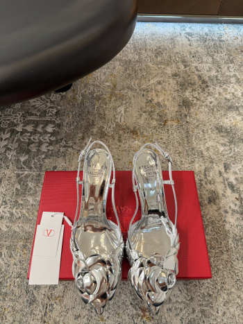 Uubags Valentino Garavani Atelier Shoes 03 Rose Silver Metallic Lace-up High Heels 8.5cm