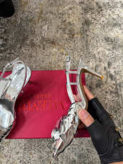 Uubags Valentino Garavani Atelier Shoes 03 Rose Silver Metallic Lace-up High Heels 8.5cm - 5