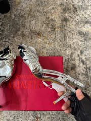 Uubags Valentino Garavani Atelier Shoes 03 Rose Silver Metallic Lace-up High Heels 8.5cm - 2