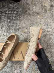 Uubags Vivaia 3 Laces Included Square-Toe Lace-Up Mary Janes Almond Cable Knit - 2