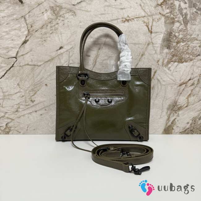 Uubags Balenciaga Le City Tote Bag Mini In Khaki Arena Lambskin, Brass Hardware 26x21x8cm - 1