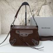 Uubags Balenciaga Le City Moto Bag in Dark Brown Suede Leather 27.9x19x13.9cm - 1
