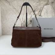 Uubags Balenciaga Le City Moto Bag in Dark Brown Suede Leather 27.9x19x13.9cm - 4
