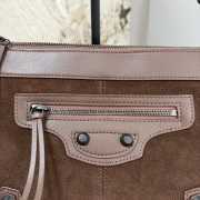 Uubags Balenciaga Le City Moto Bag in Dark Brown Suede Leather 27.9x19x13.9cm - 2