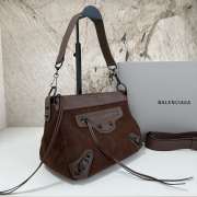 Uubags Balenciaga Le City Moto Bag in Dark Brown Suede Leather 27.9x19x13.9cm - 3