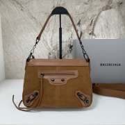Uubags Balenciaga Le City Moto Bag in Tan Suede Leather 27.9x19x13.9cm - 1