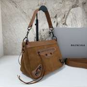 Uubags Balenciaga Le City Moto Bag in Tan Suede Leather 27.9x19x13.9cm - 3