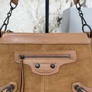 Uubags Balenciaga Le City Moto Bag in Tan Suede Leather 27.9x19x13.9cm - 4