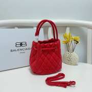 Uubags Balenciaga Small B Bucket Bag In Red Lambskin Leather 21x20x16cm - 6