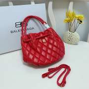 Uubags Balenciaga Small B Bucket Bag In Red Lambskin Leather 21x20x16cm - 3