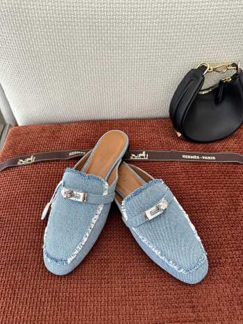 Uubags Hermes Oz mule light blue 2.5cm