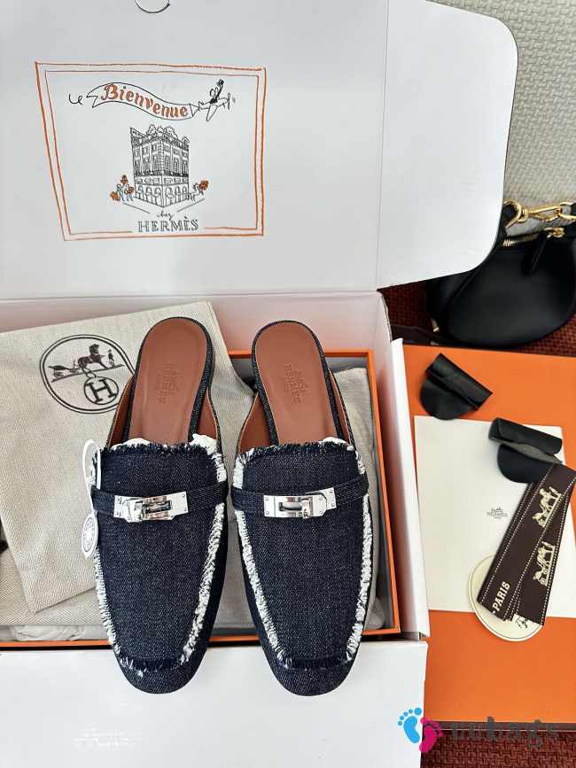 Uubags Hermes Oz mule dark blue 2.5cm - 1