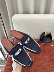 Uubags Hermes Oz mule dark blue 2.5cm - 5