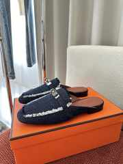 Uubags Hermes Oz mule dark blue 2.5cm - 3