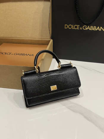 Uubags Dolce & Gabbana Iguana-print calfskin mini bag in black 11x20x3cm