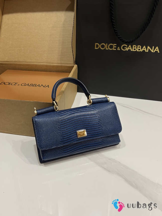 Uubags Dolce & Gabbana Iguana-print calfskin mini bag in navy blue 11x20x3cm - 1