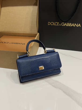 Uubags Dolce & Gabbana Iguana-print calfskin mini bag in navy blue 11x20x3cm