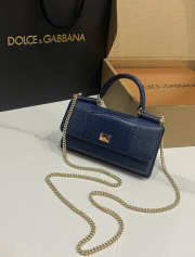 Uubags Dolce & Gabbana Iguana-print calfskin mini bag in navy blue 11x20x3cm - 3