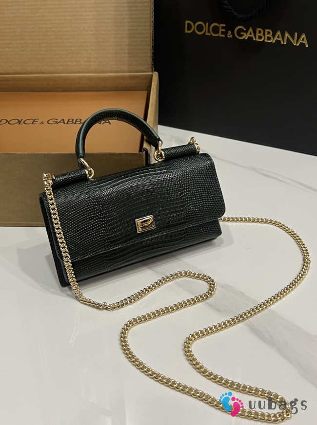 Uubags Dolce & Gabbana Iguana-print calfskin mini bag in dark green 11x20x3cm - 1