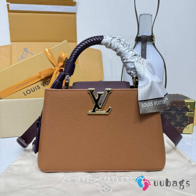 Uubags Louis Vuitton M25463 Capucines BB Bag In Tan/Chocolate 27x9x17.3cm - 1