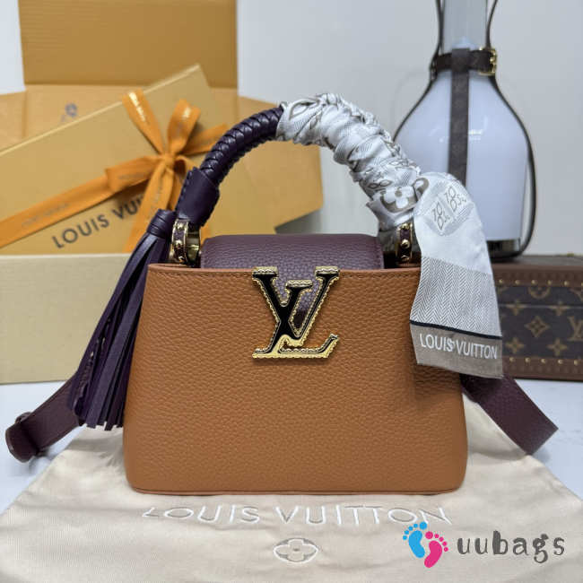 Uubags Louis Vuitton M25463 Capucines Small Bag In Tan/Chocolate 21x8x13.6cm - 1