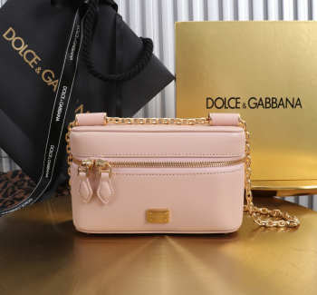 Uubags Dolce & Gabbana Sicily crossbody bag in plongé calfskin blush 10x17x6cm