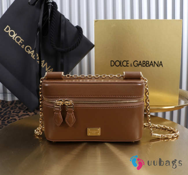 Uubags Dolce & Gabbana Sicily crossbody bag in plongé calfskin camel 10x17x6cm - 1