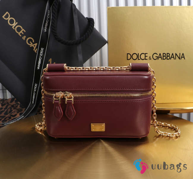 Uubags Dolce & Gabbana Sicily crossbody bag in plongé calfskin burgundy 10x17x6cm - 1