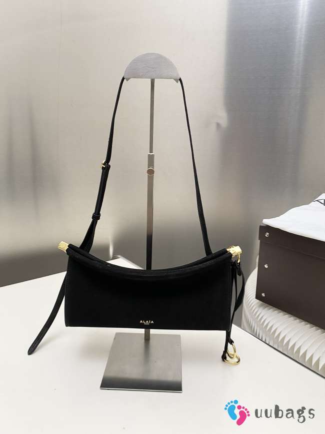 Uubags Alaia Le Click East West Small Bag In Black Nubuck Calfskin 25x12.5x7cm - 1