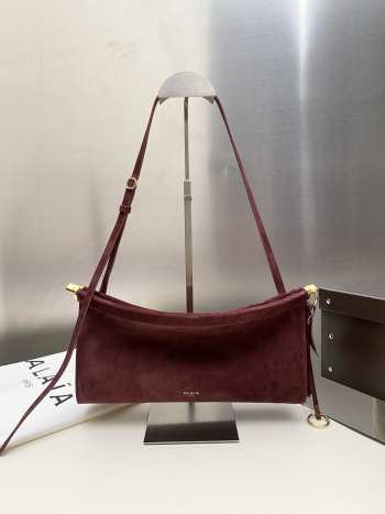 Uubags Alaia Le Click East West Medium Bag In Bordeaux Suede Goatskin Leather 30x14x9cm