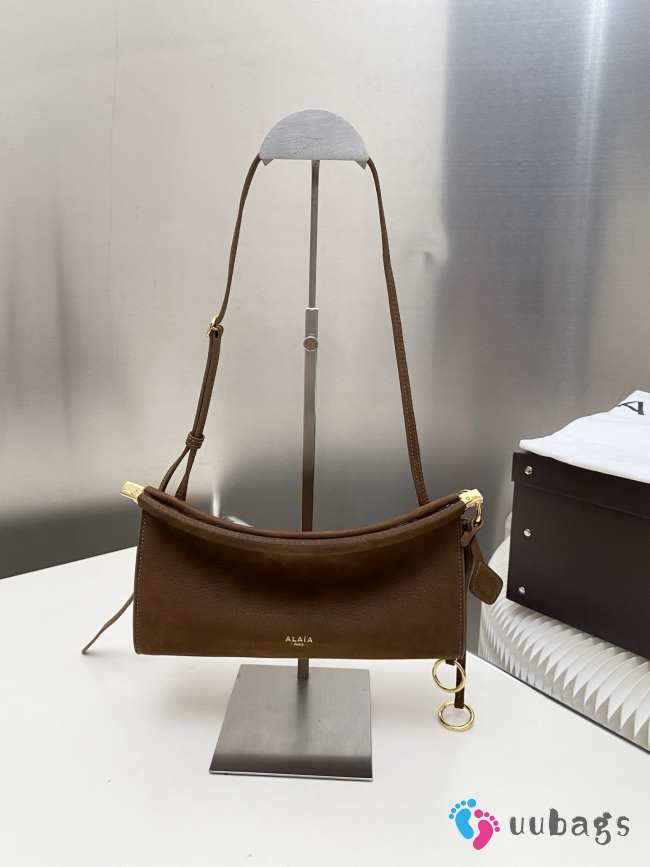 Uubags Alaia Le Click East West Small Bag In Brown Nubuck Calfskin 25x12.5x7cm - 1