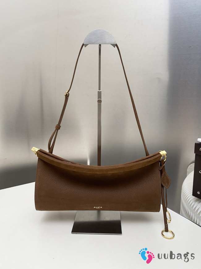 Uubags Alaia Le Click East West Medium Bag In Brown Nubuck Calfskin 30x14x9cm - 1