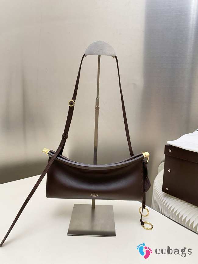 Uubags Alaia Le Click East West Small Bag In Dark Brown Calfskin Leather 25x12.5x7cm - 1