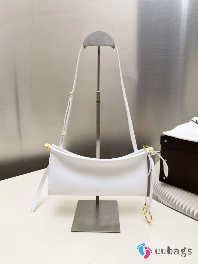 Uubags Alaia Le Click East West Small Bag In White Calfskin Leather 25x12.5x7cm - 1