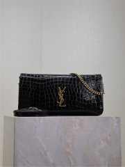 Uubags Kate Chain Wallet in Black Crocodile-Embossed Patent Leather 26x13.5x4.5cm - 1