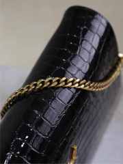 Uubags Kate Chain Wallet in Black Crocodile-Embossed Patent Leather 26x13.5x4.5cm - 5