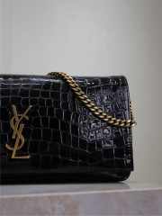 Uubags Kate Chain Wallet in Black Crocodile-Embossed Patent Leather 26x13.5x4.5cm - 2